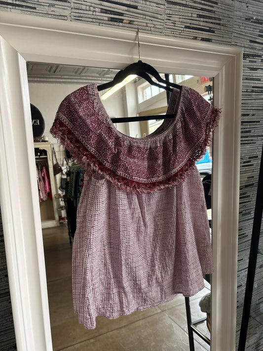 entro Size L Purple/Multi Checkered Top