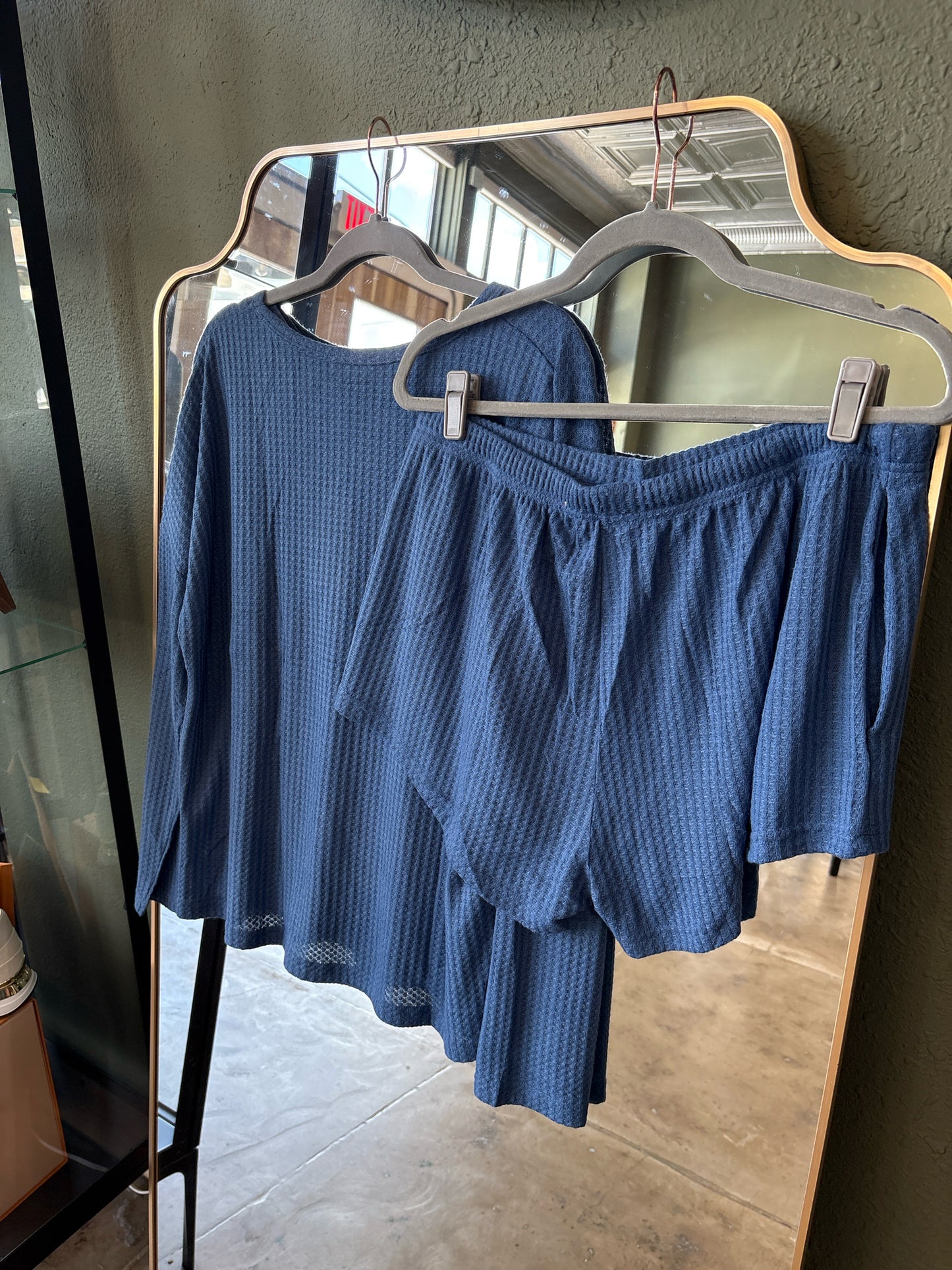EKOUAER Size XL Blue Two Piece Set
