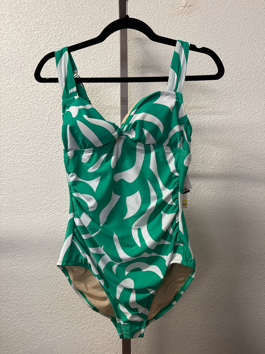 Shade & Shore Size M White/Green Swirls Swimwear