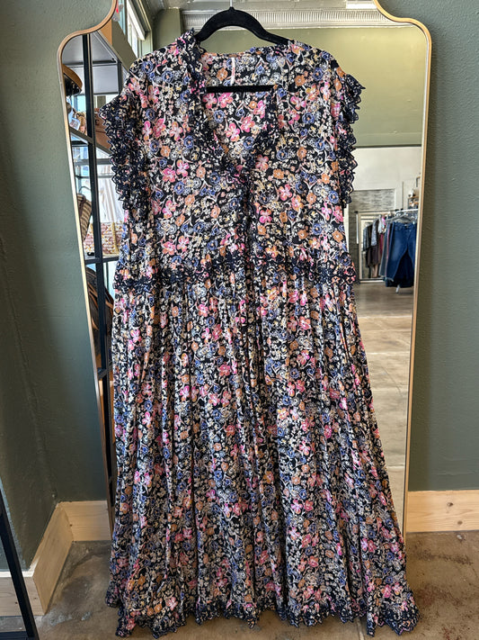 free people Size L Black/Multi Floral Dress