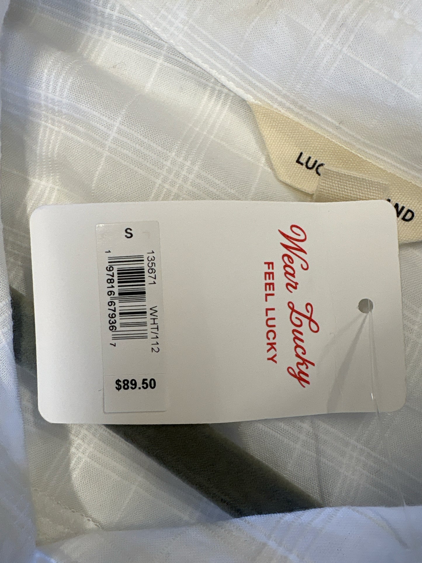 Lucky Brand Size S White Print Top