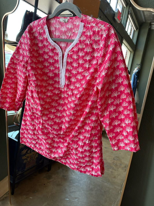 TALBOTS Size S pink and white Flowers Top