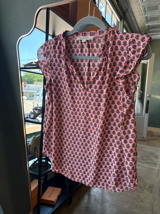 LOFT Size XS Pink/multi Flowers Top