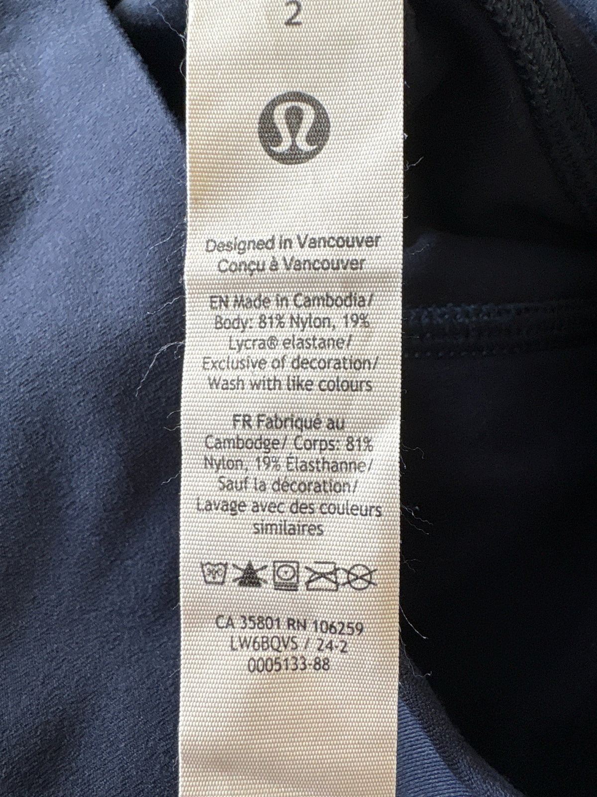 Lululemon Size 2 Navy Legging