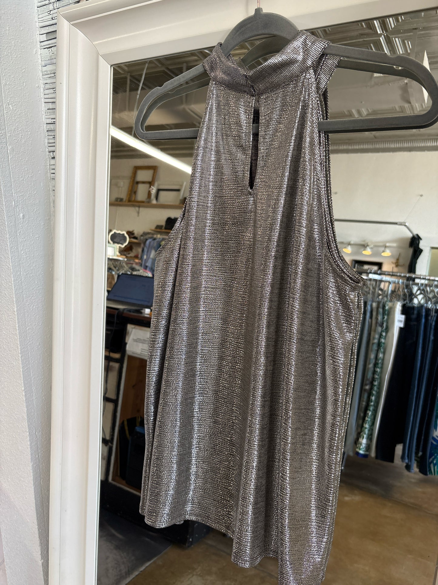 WHBM Size L Silver Top