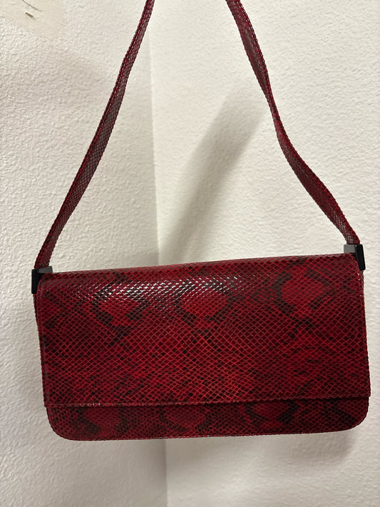 Stuart Weitzman Red/Black Snakeskin Purse