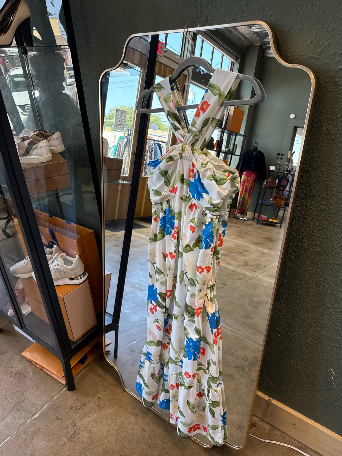 Grace Karin Size S White/Green/Blue Dress