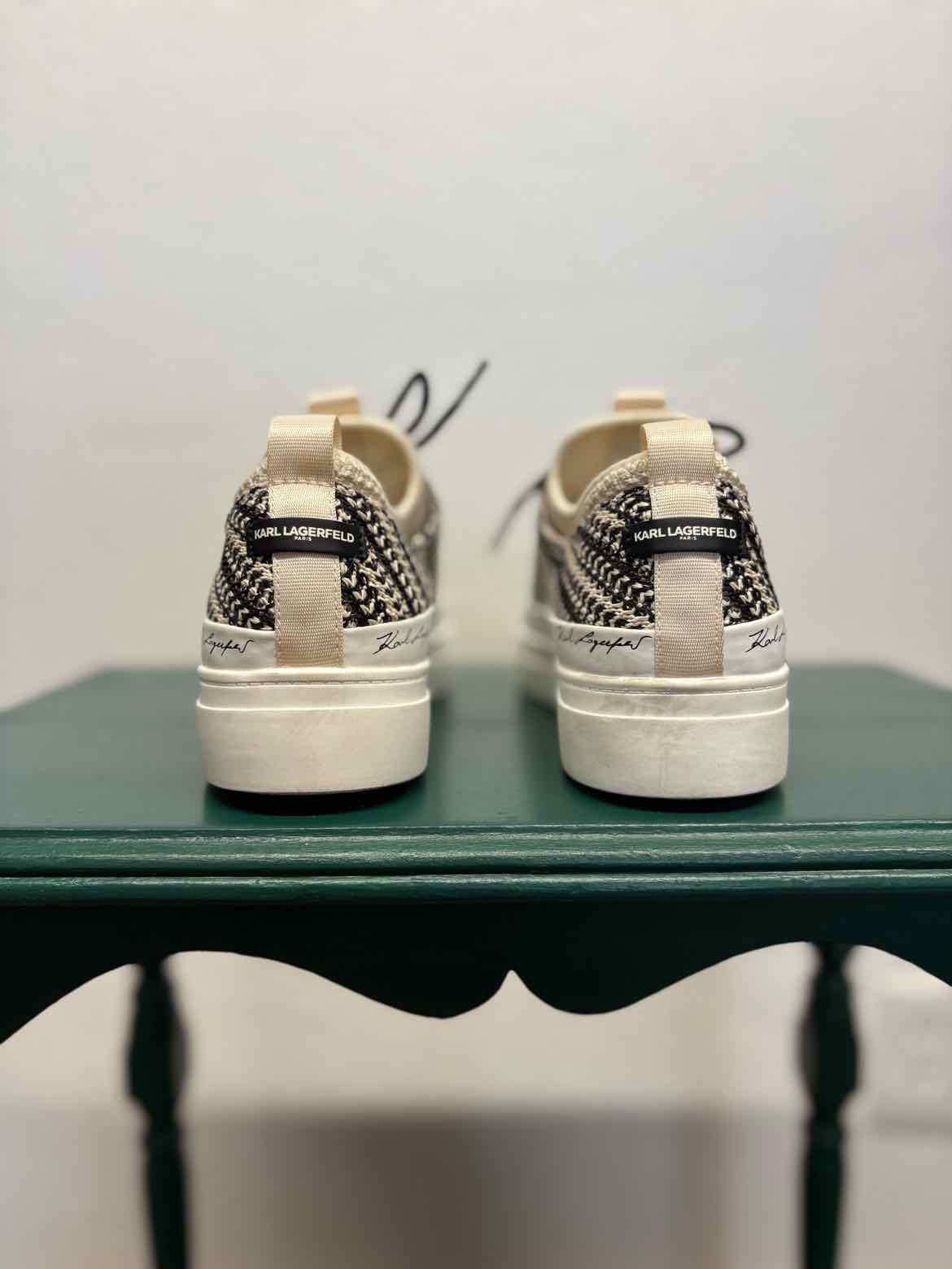 KARL LAGERFELD Shoe Size 8.5 White/Black speckled Sneakers