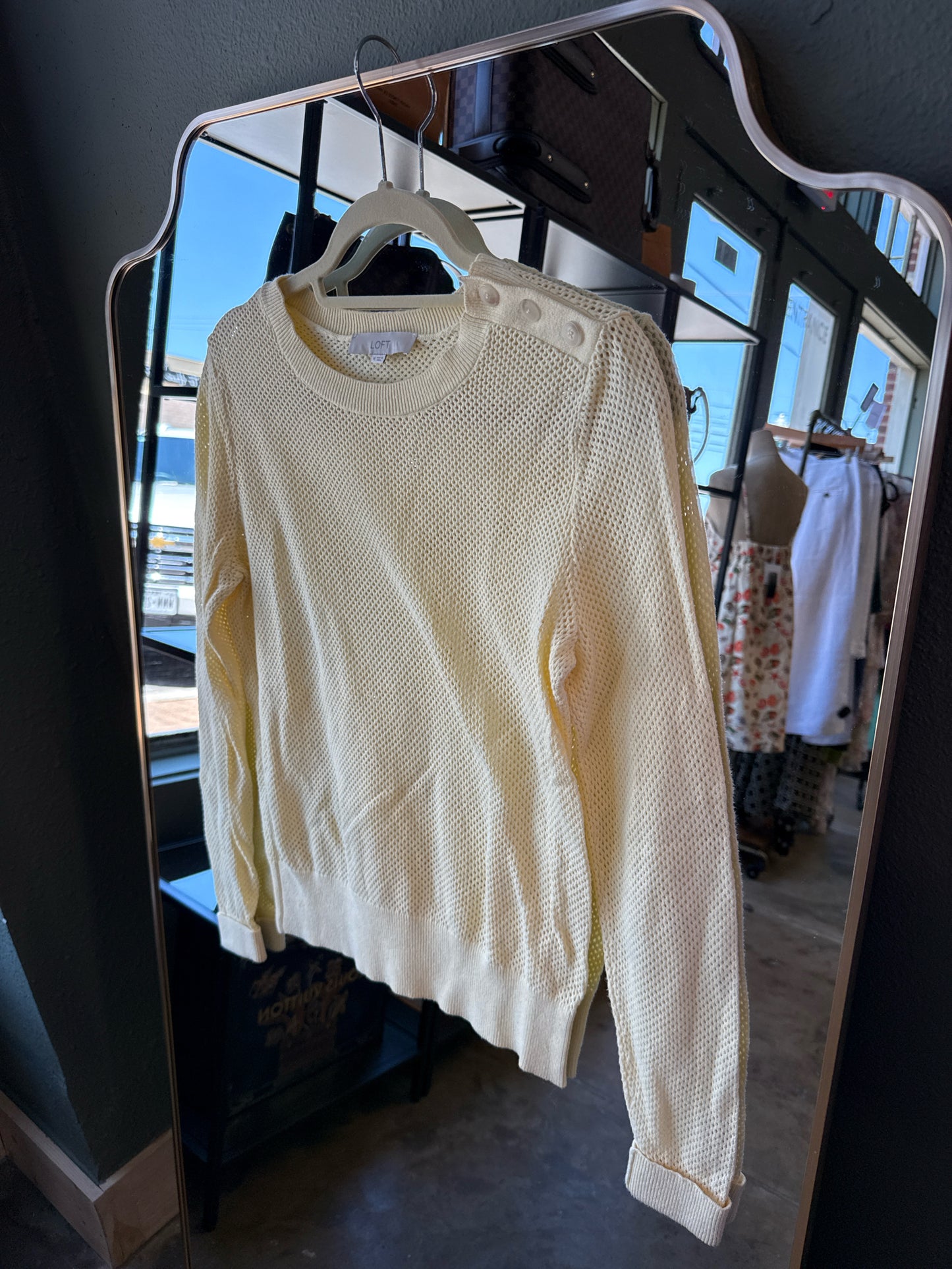 LOFT Size M Yellow Knit Top