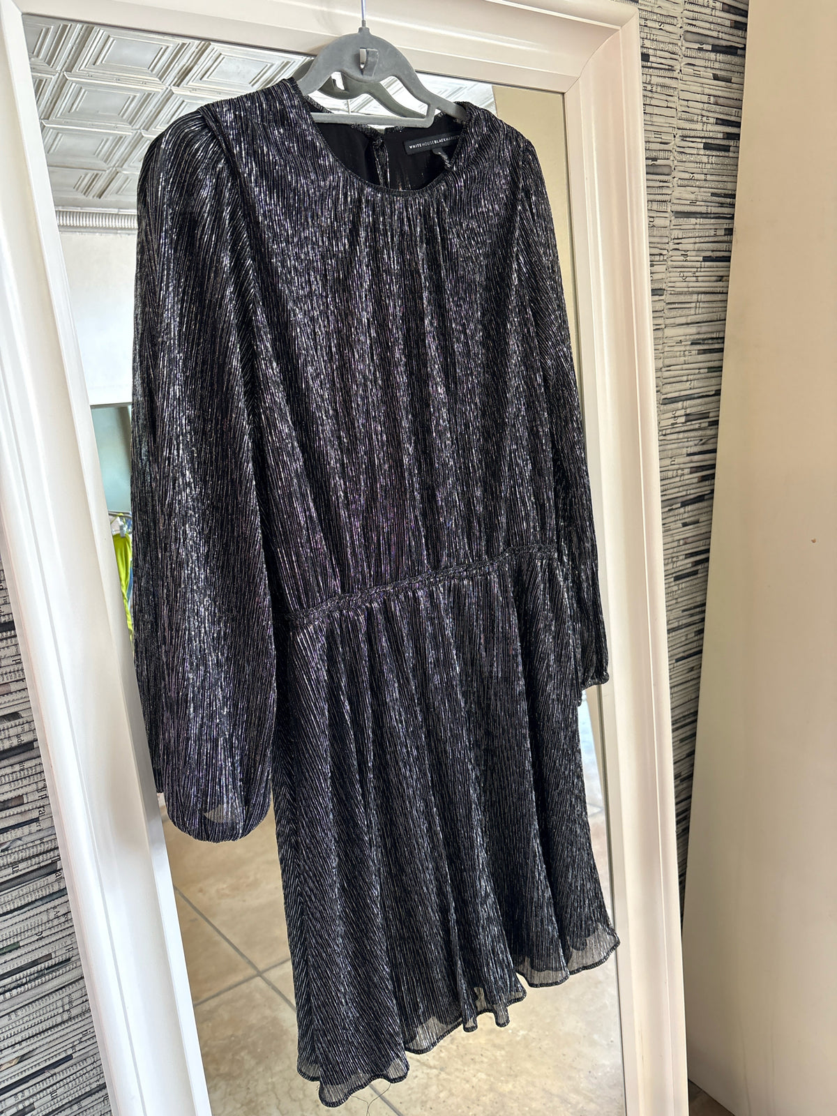 White House Black Market Size S Metallic Black Dress