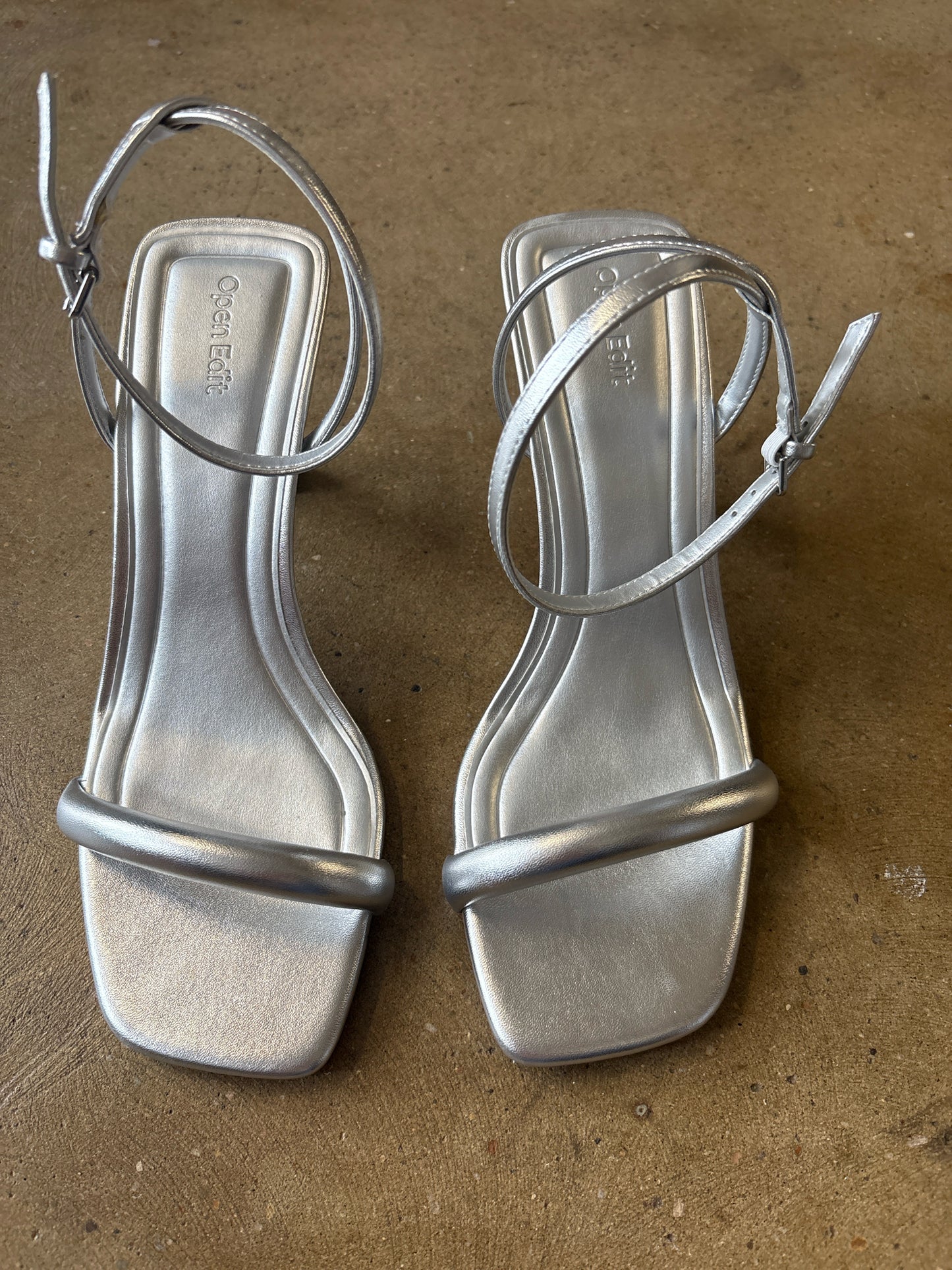 Open Edit Shoe Size 9.5 Silver Strappy Heels