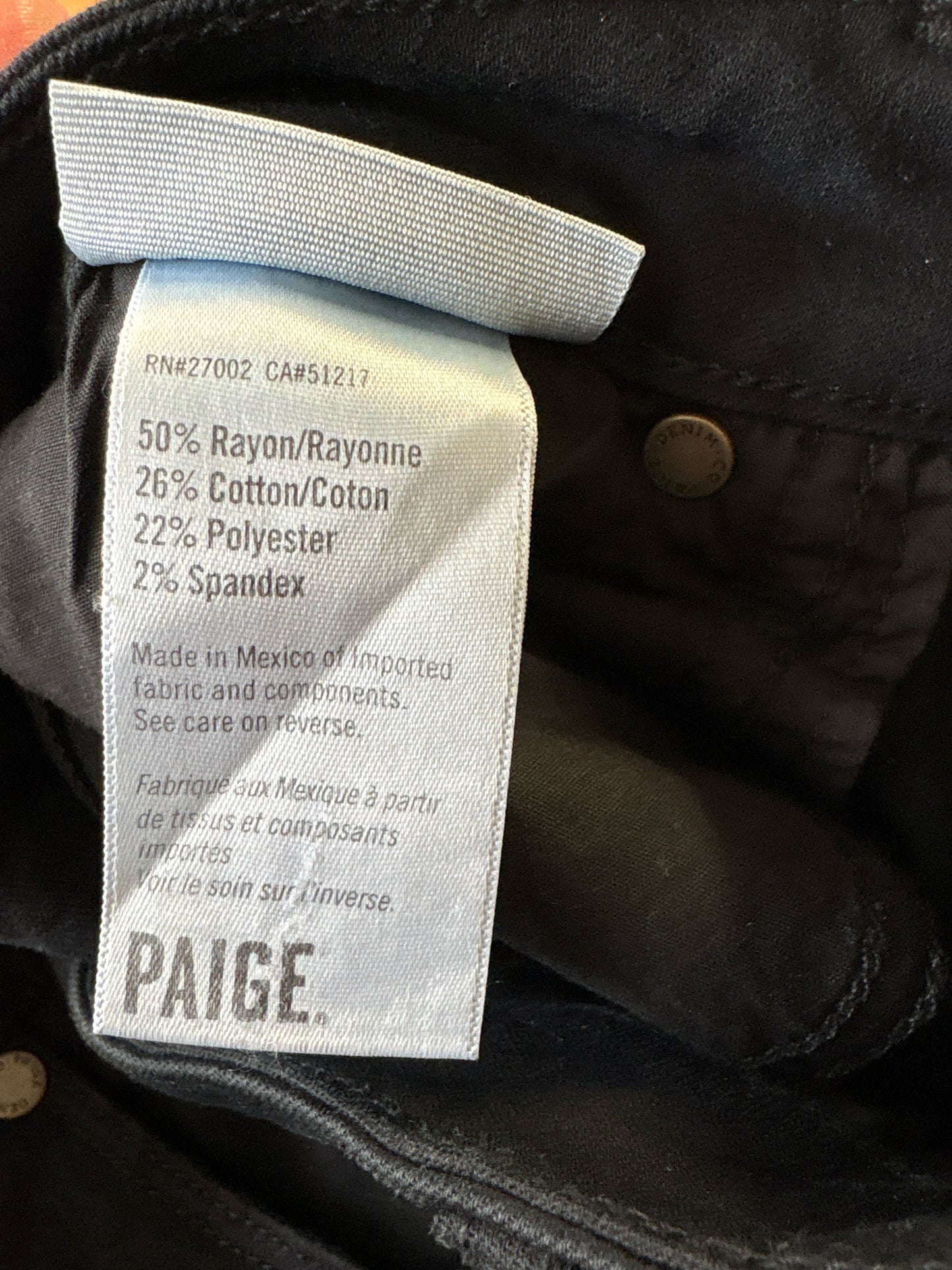 PAIGE Size 30 Black Jeans