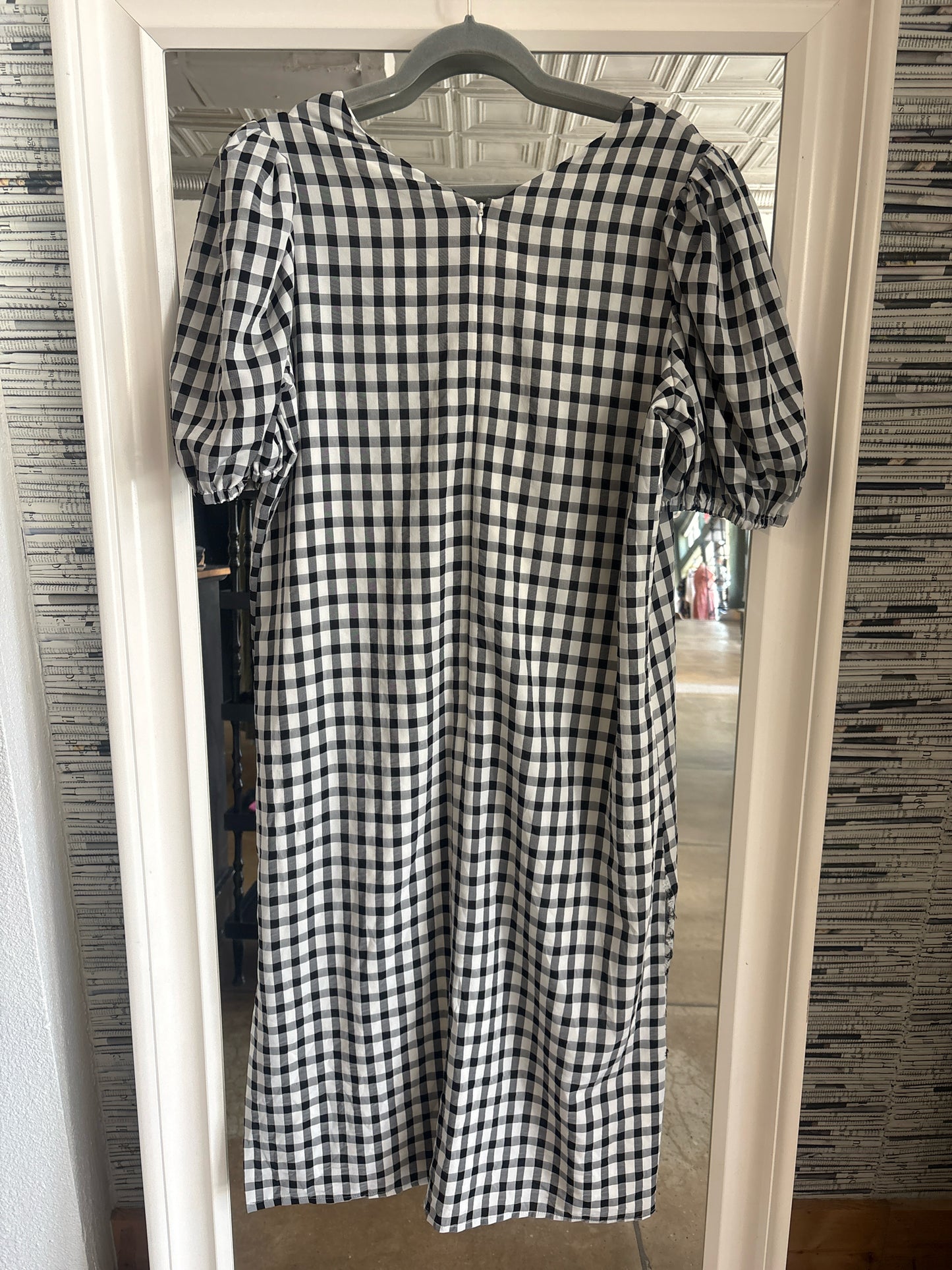 halogen Size L Black & White Checkered Dress
