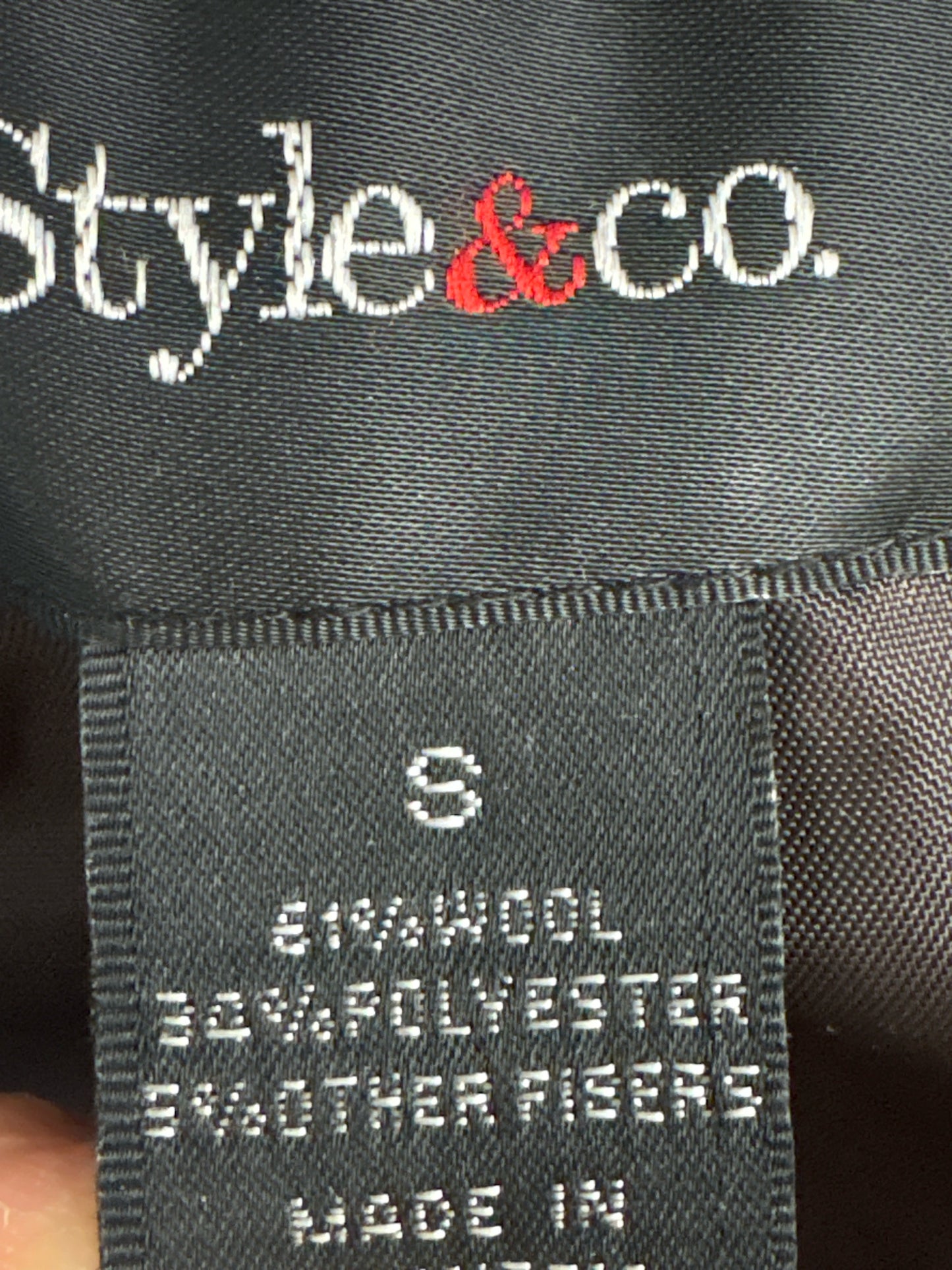 Style & Co Size S Black Coat