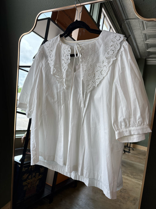 Umgee Size XL White Eyelet detail Top