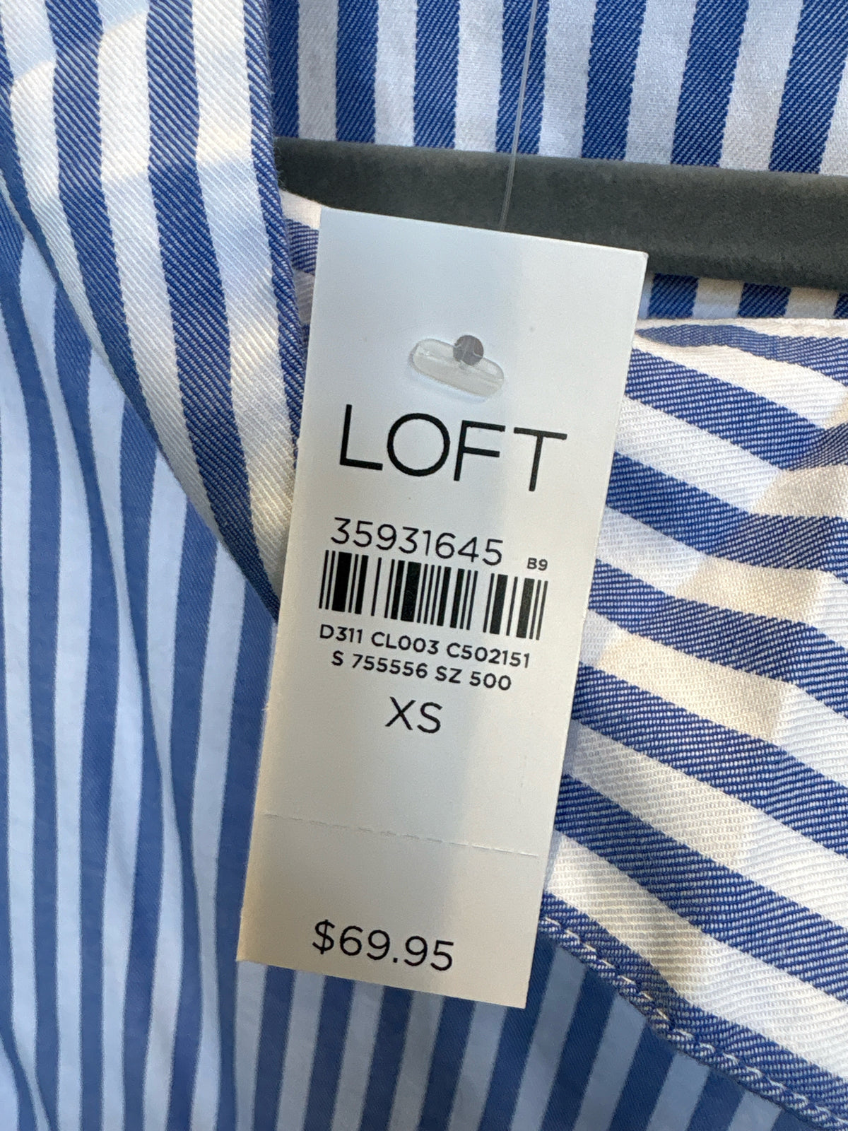 LOFT Size XS blue and white Top
