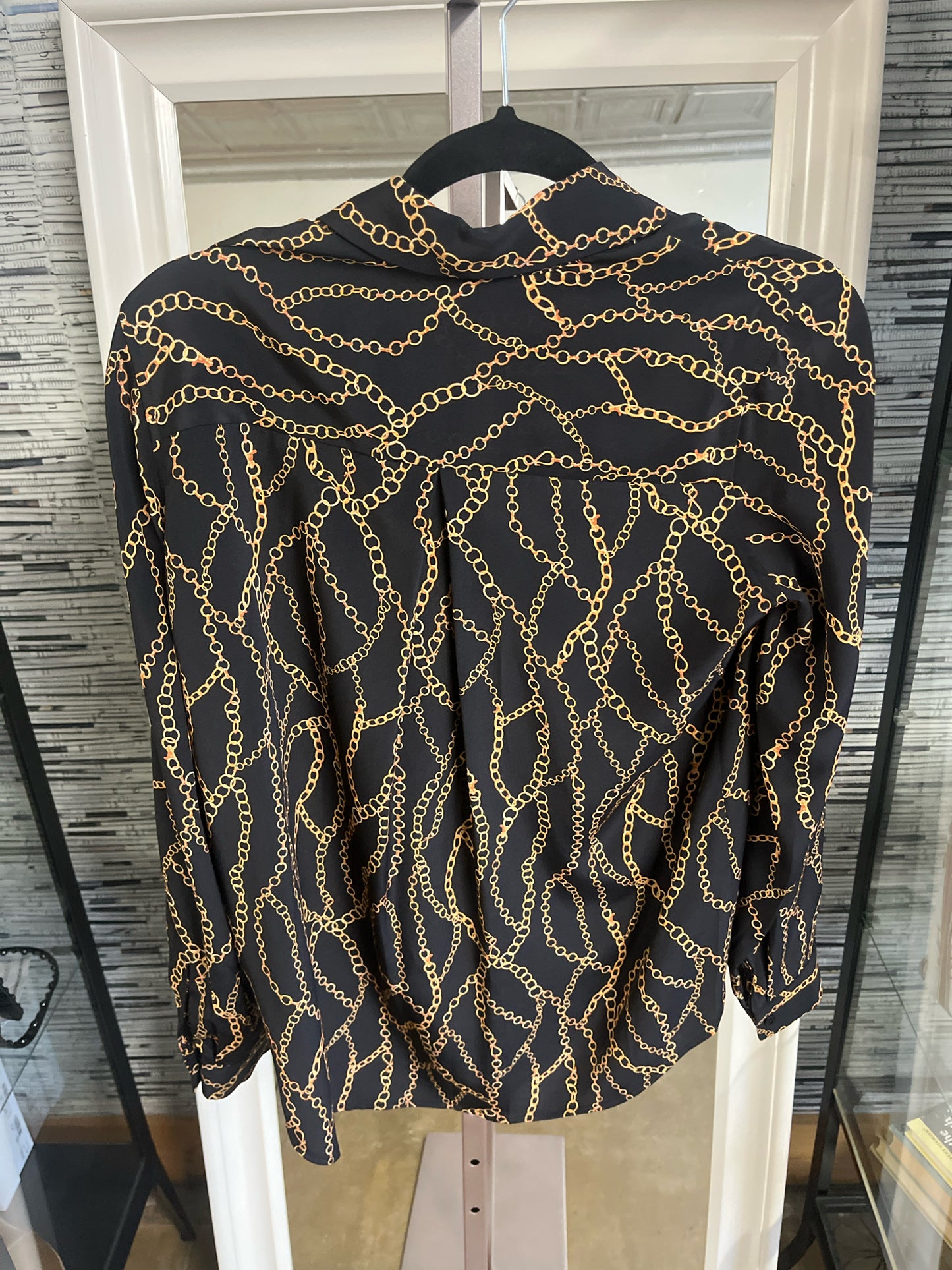 L'AGENCE Size XS Black/Gold Chain Top