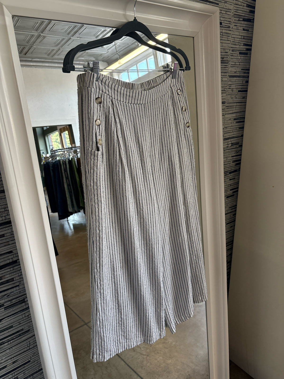 Allie Rose Size M White + Black Stripe Two Piece Set