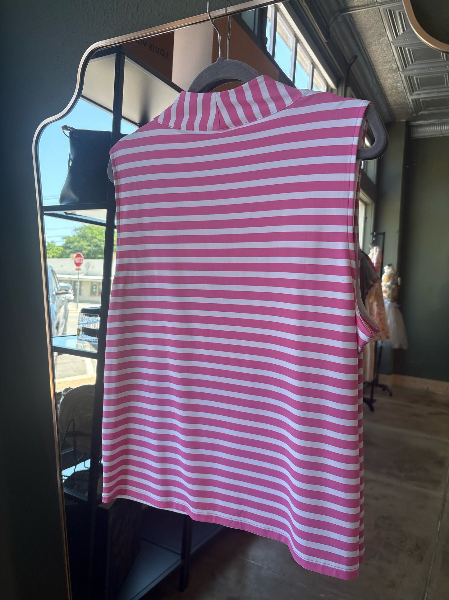 TALBOTS Size XL pink/white Stripe Top