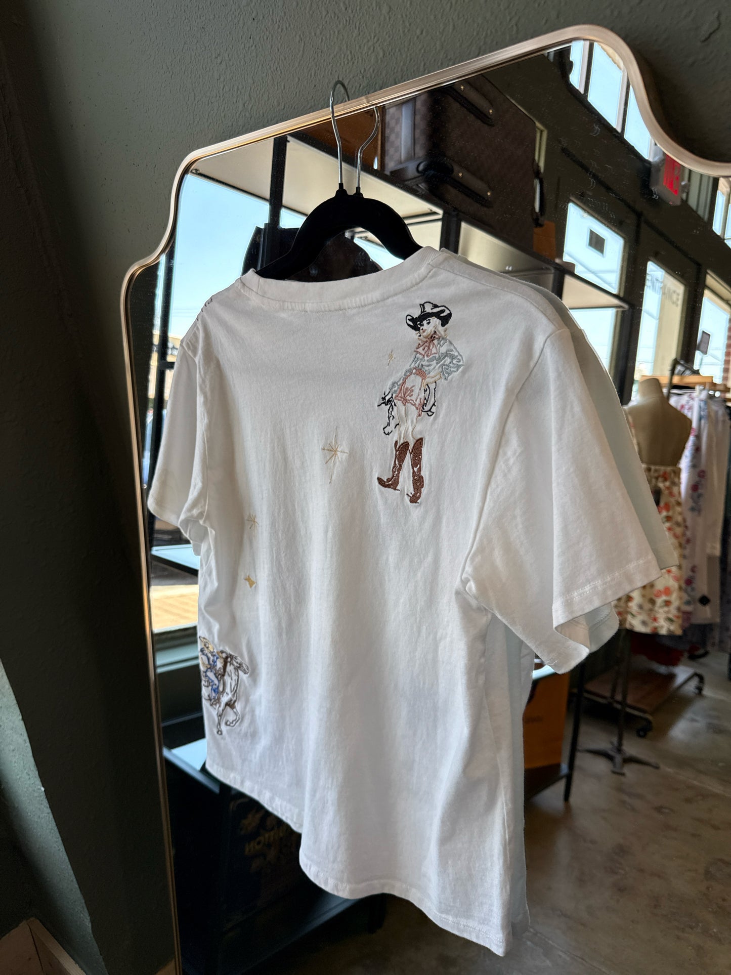 Blue B Size S White Western Tee