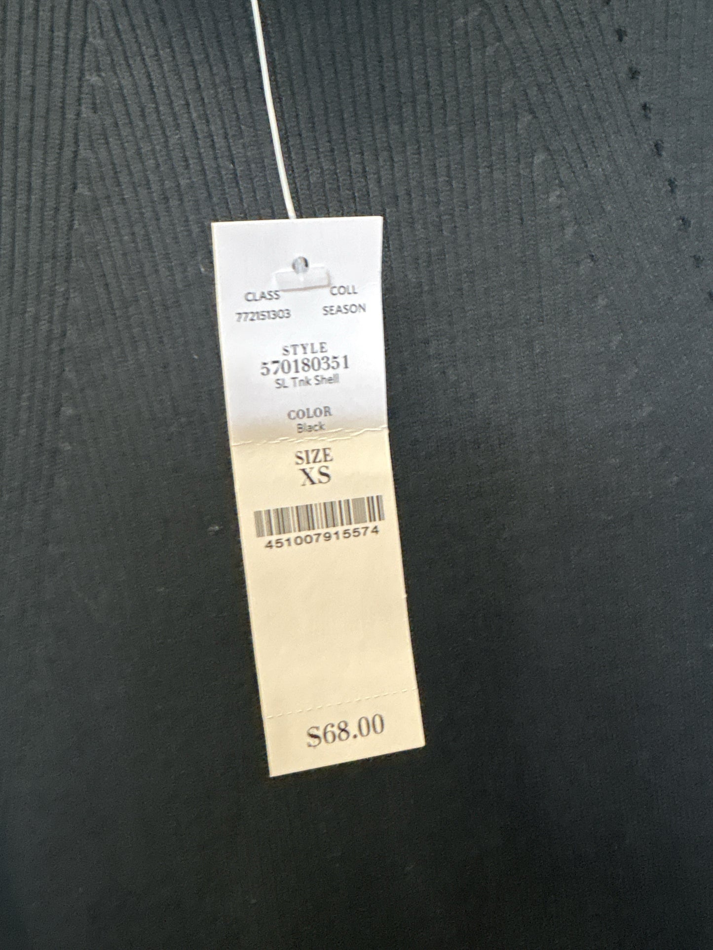 White House Black Market Size XS Black Ribbed Top