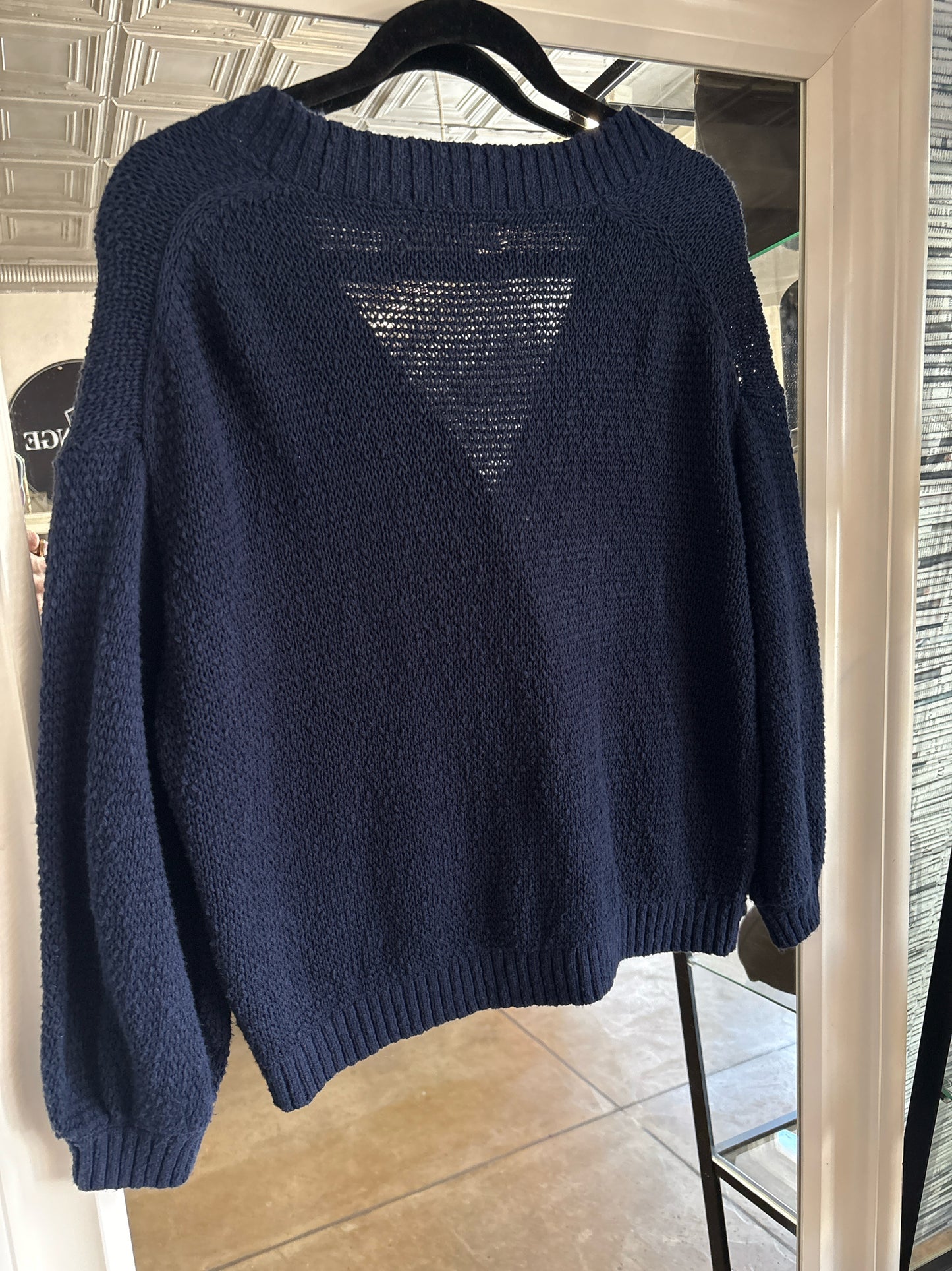 LOFT Size L Navy Knit Cardigan