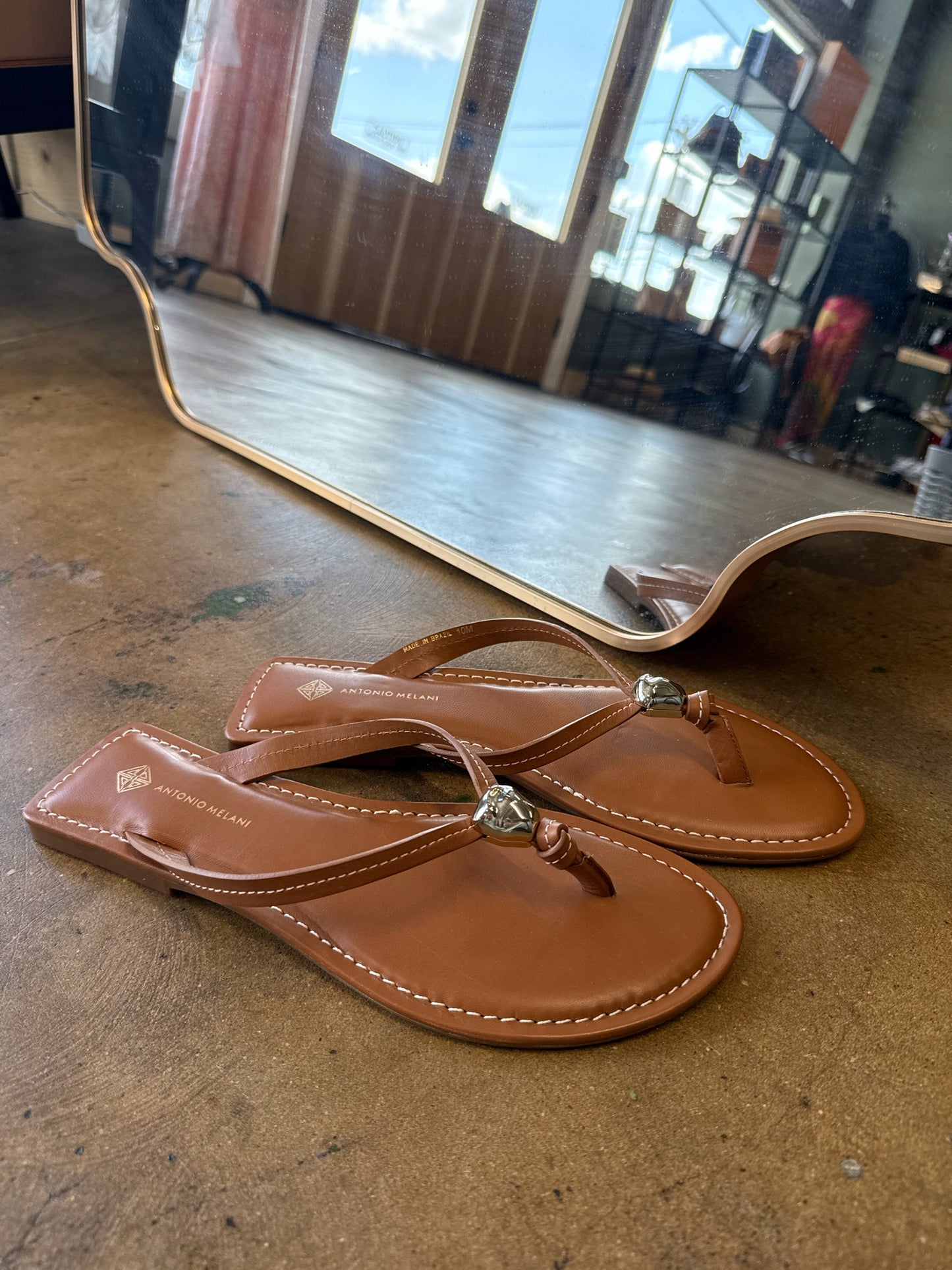 ANTONIO MELANI Shoe Size 10 Brown Flip Flops