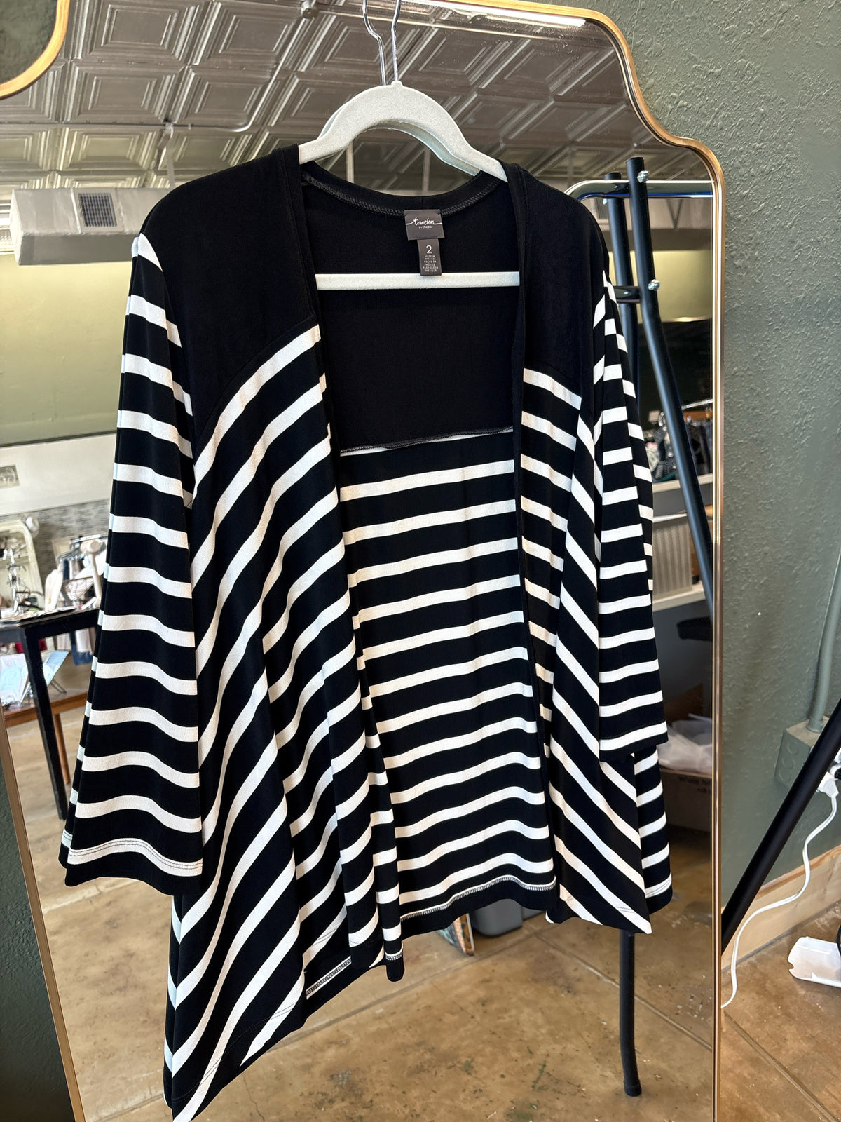 CHICO'S Size L Black & White Cardigan