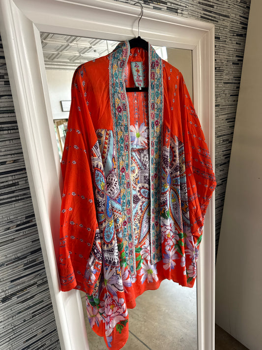 Johnny Was Size 1X Orange/Multi Kimono/Shawl