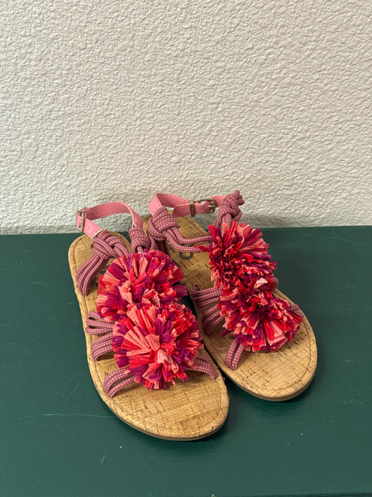 CIRCUS Shoe Size 7.5 Red/Tan Pom Pom Sandals