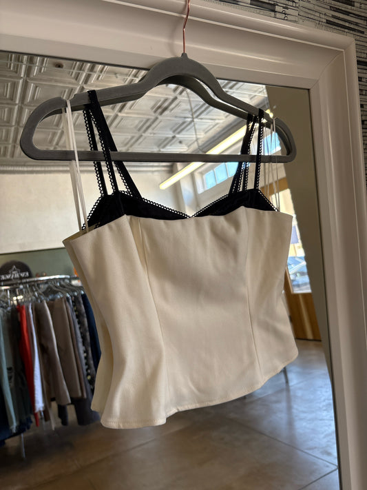 Reformation Size 2 Cream + black Top
