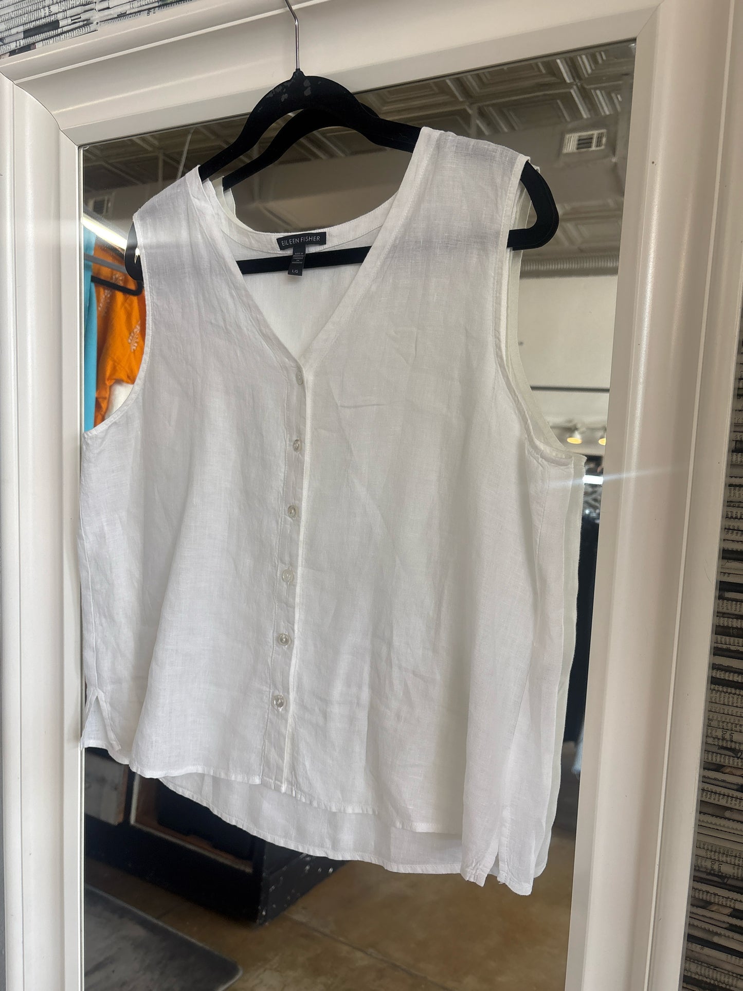 EILEEN FISHER Size L White Top