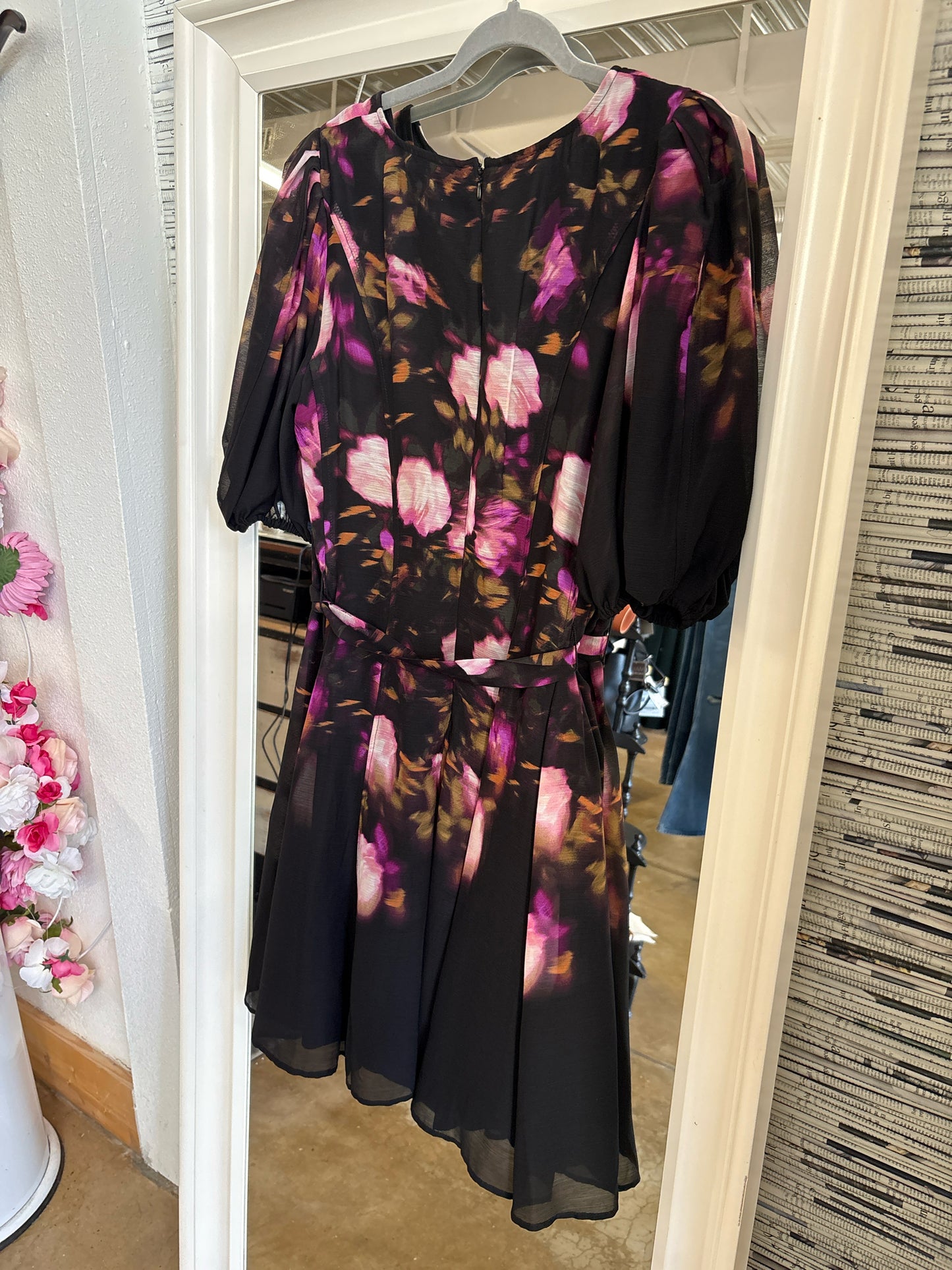 DKNY Size 14 black multi Floral Dress