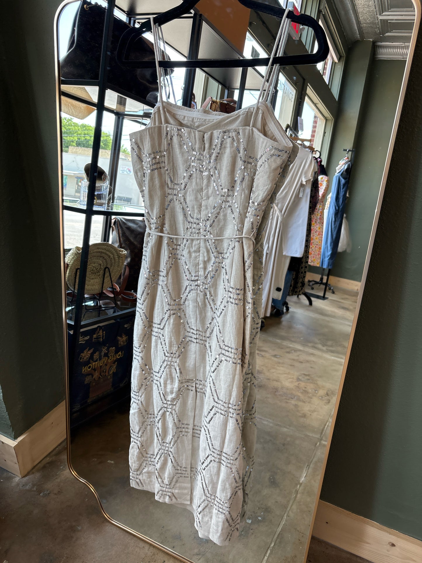 ANN TAYLOR Size 2 Khaki Sequin Dress