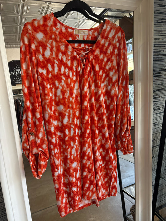 MICHAEL KORS Size S Burnt Orange/White Tie Dye Dress