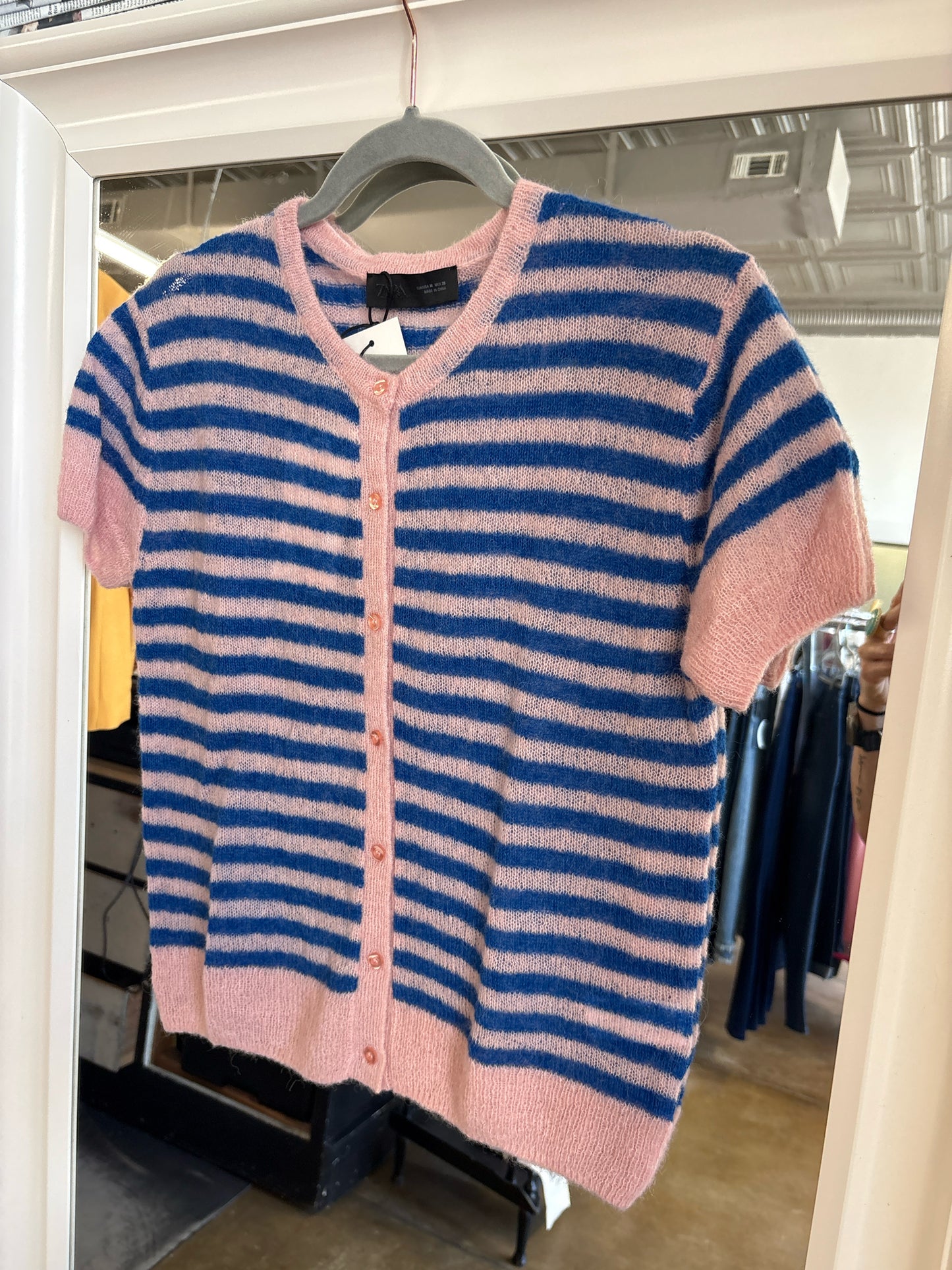 ZARA Size M pink and blue Sweater