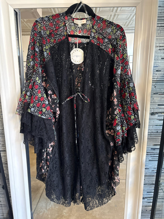 Umgee Black/Multi Floral Kimono/Shawl