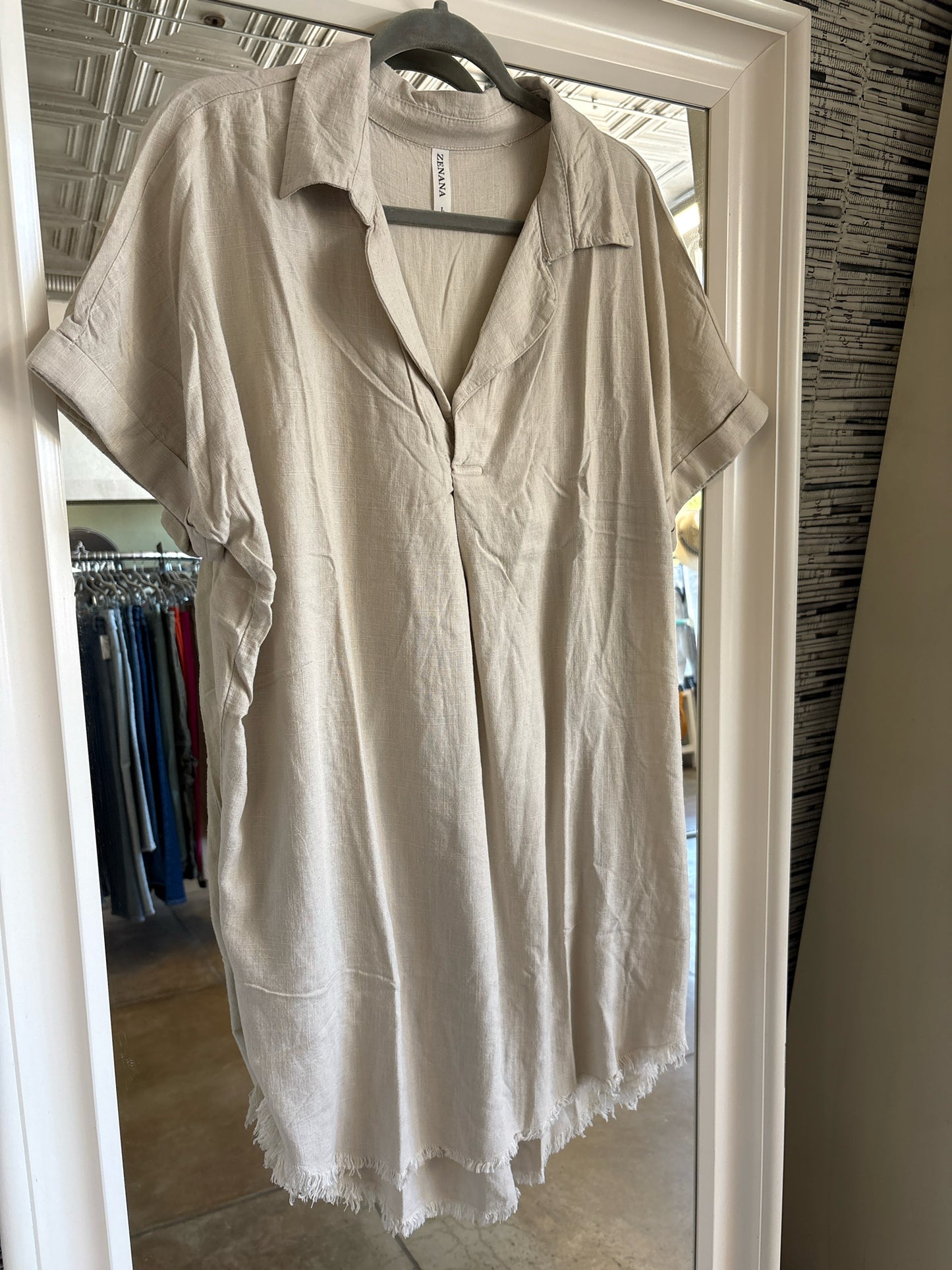 Zenana Size L Tan Dress