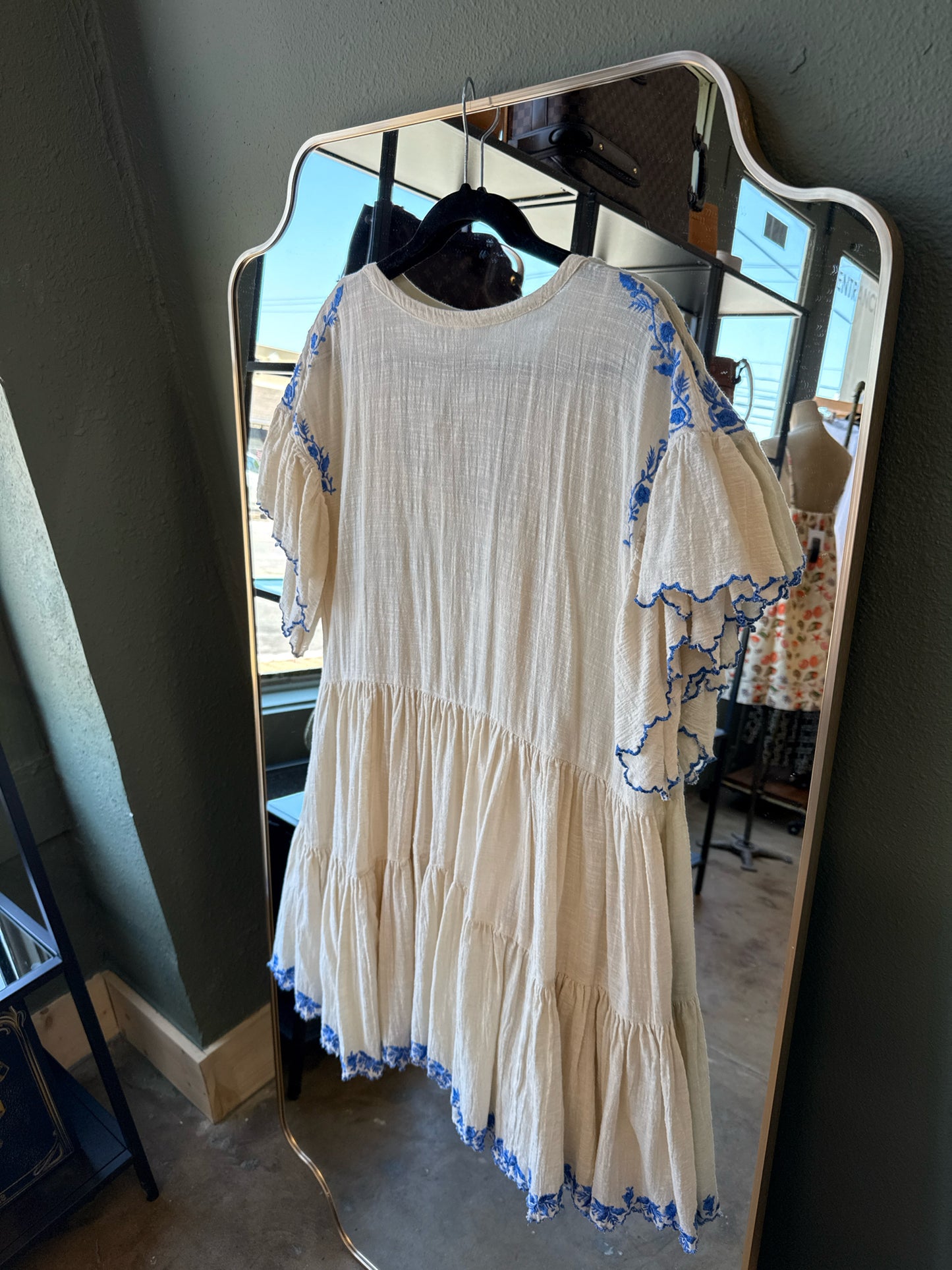 free people Size L Cream/Blue Dress
