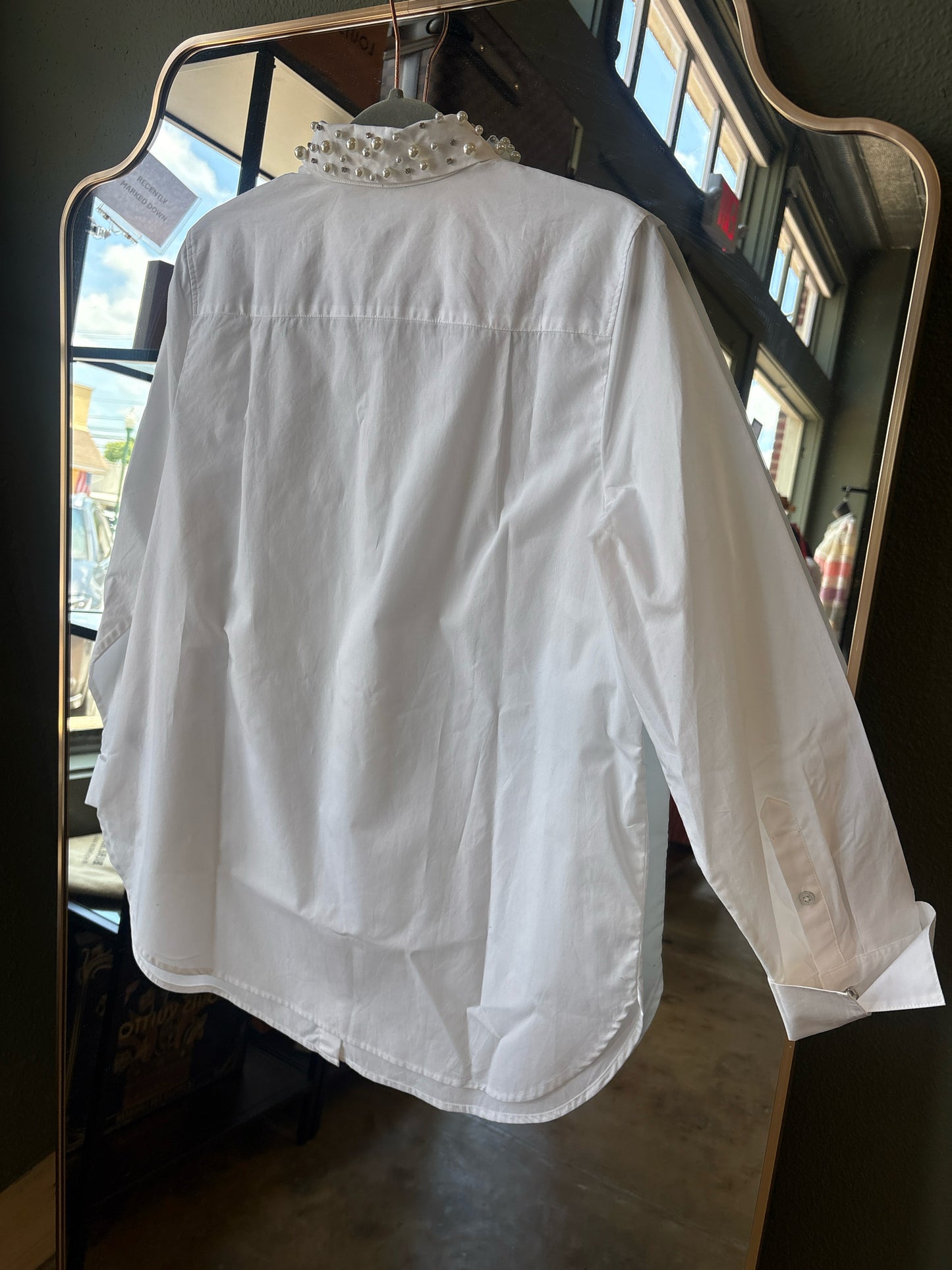 TALBOTS Size MP White Embellished Top