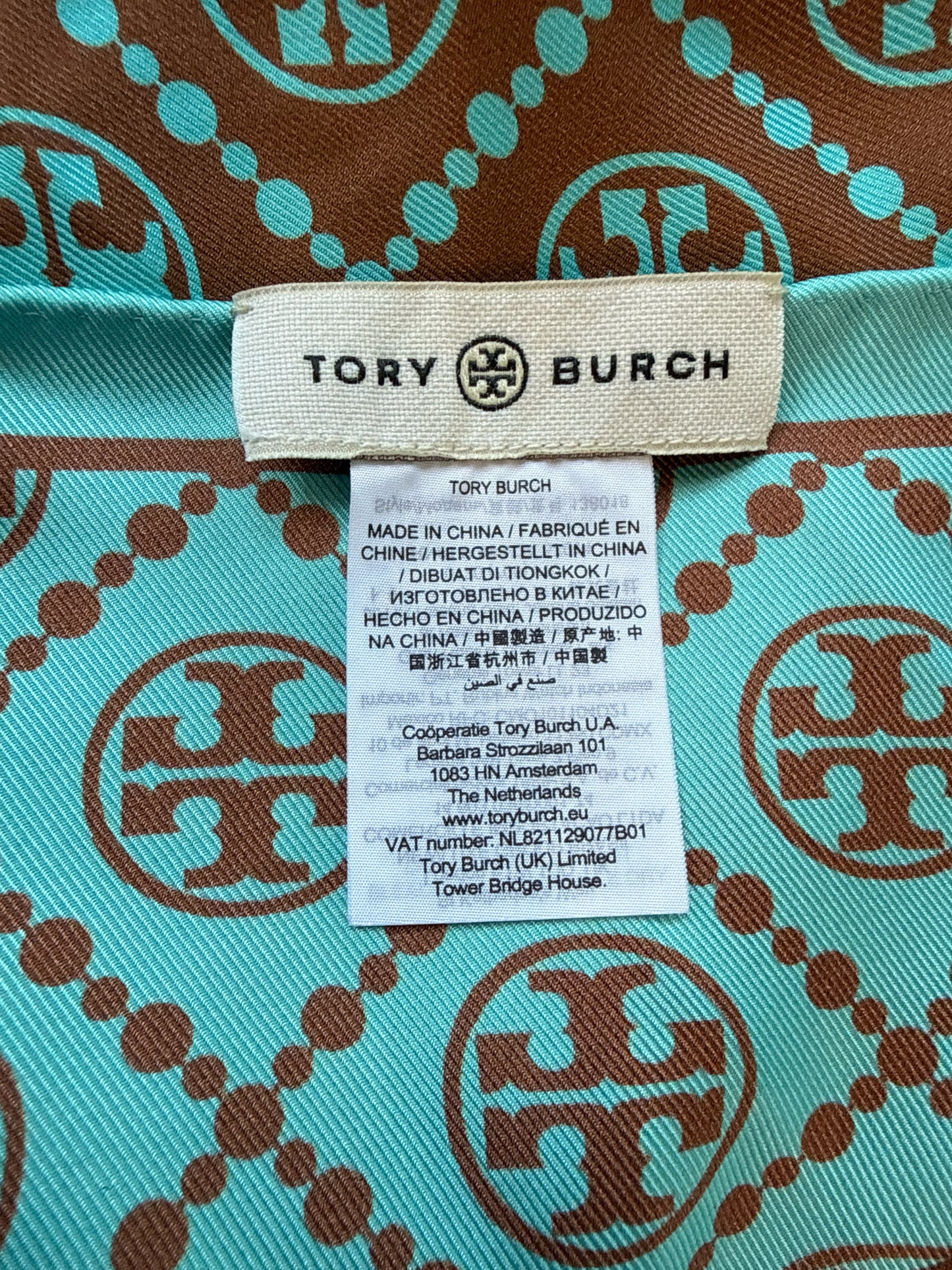 Tory Burch Brown/Teal Scarf