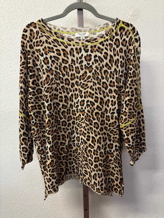 Tru Luxe Jeans Size M Cream/multi Cheetah Top