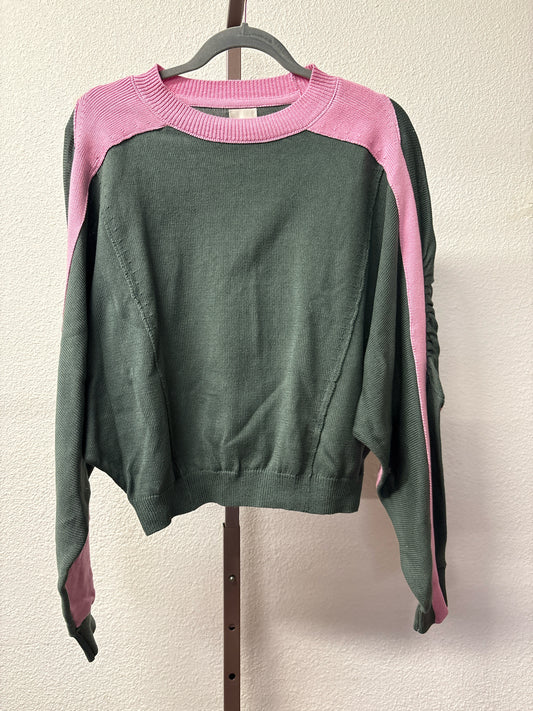 Maeve Size S Green/Blush Knit Sweater