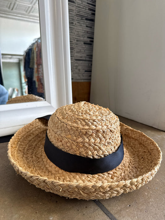Helen Kaminski Tan/Black Straw Hat
