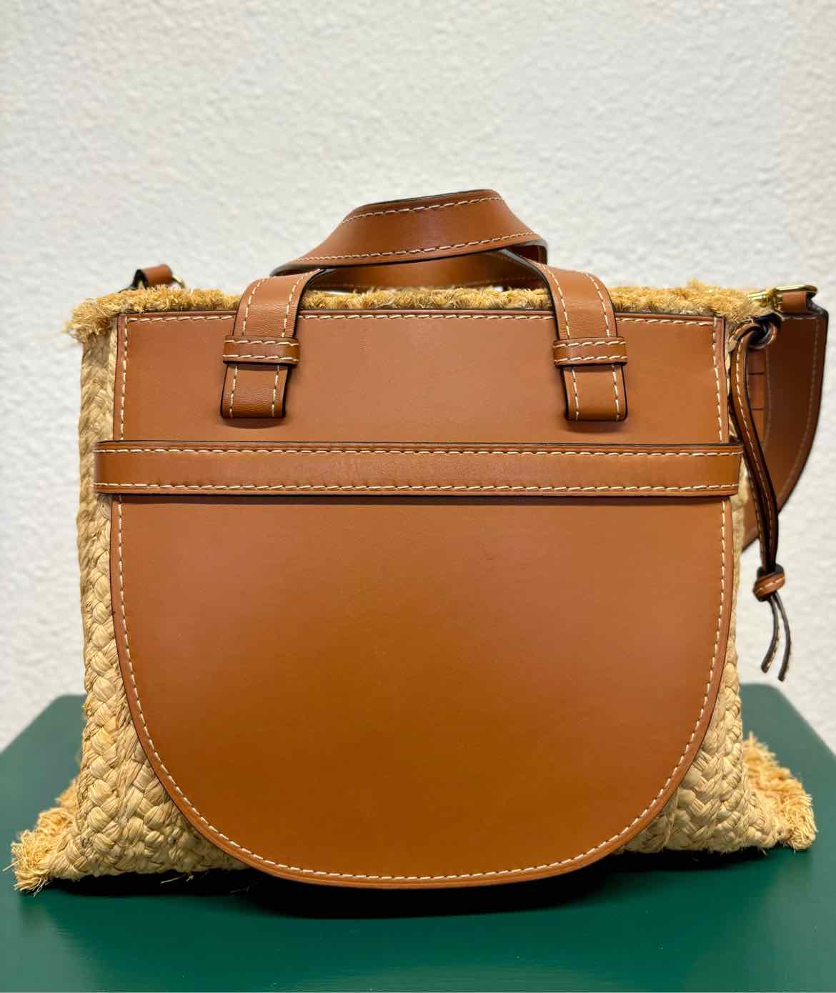 Loewe Cream/Brown Straw Bag