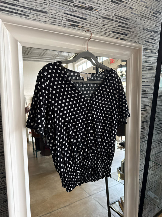 MICHAEL KORS Size S B&W Polka Dot Top