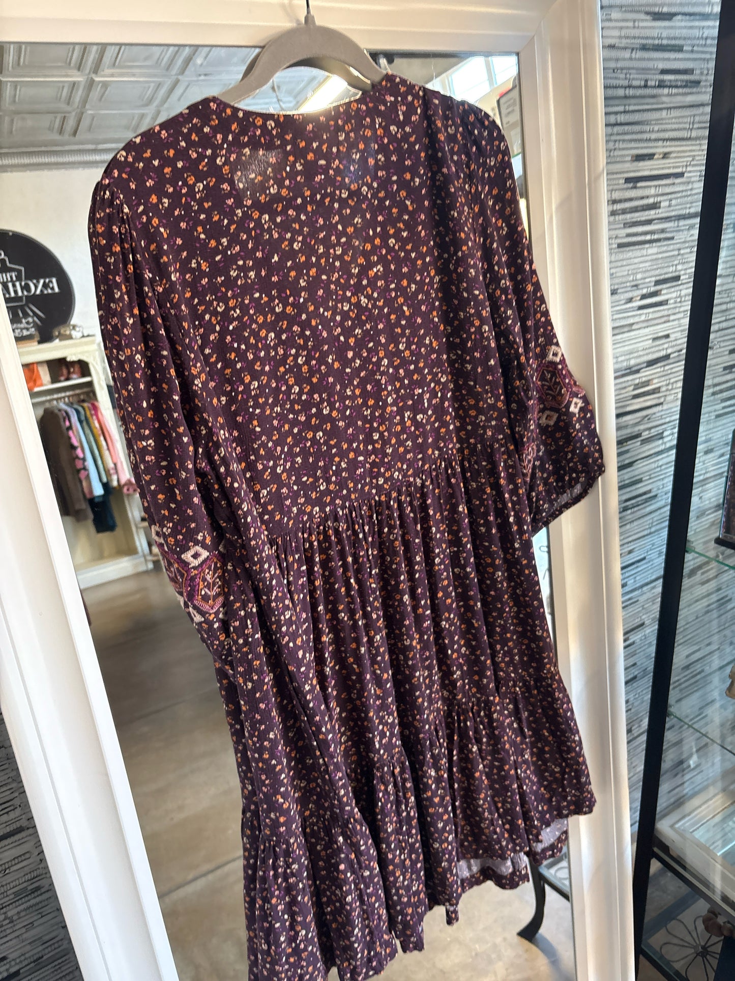 J. JILL Size L Purple/Multi Embroidered Dress