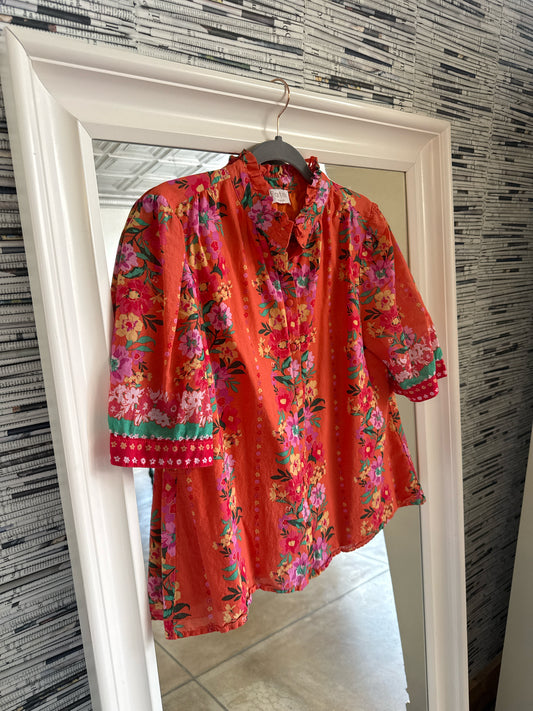 Fate Size M Orange Floral Top