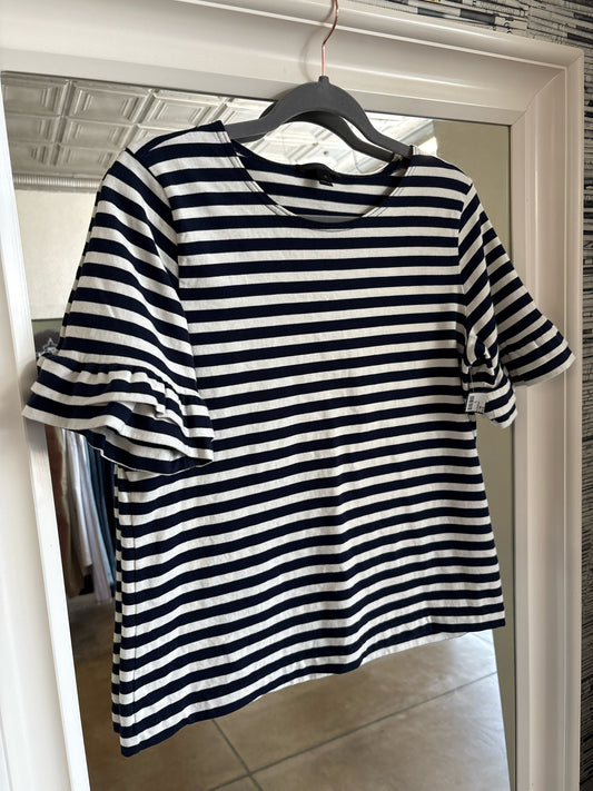 J. CREW Size M Navy + white Top