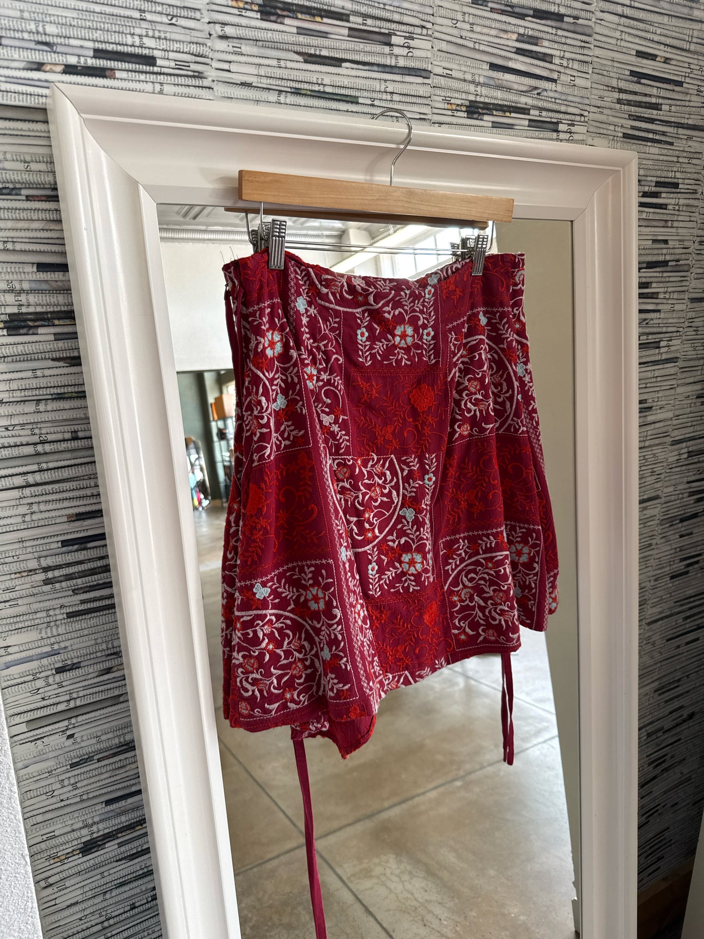 Anthropologie Size 12 Red Embroidered Skirt